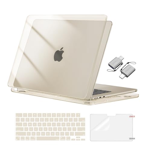 Image of MOSISO Compatible with MacBook Air 15 inch Case M5 2026 M4 M3 M2 2025-2023 | A3448 A3241 A3114 A2941, Hard Shell&Keyboard Cover&Screen Film&Type C, Great for Study Travel Work, Crystal Starlight