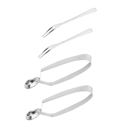 TOYANDONA 4 pièces Set Pince et Fourchette Escargots Acier Inoxydable Résistant Chaleur pour Table de Cuisine Maison Outil Ergonomique Multifonction pour Fruits de Mer et Salade