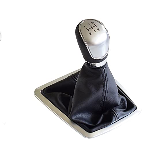 XMSM Pommeau de Levier de Vitesse pour Ford pour Focus 2 MK2 FL pour C-Max 2006-2011 5 Tête Bouton Levier Vitesses À 6 Vitesses avec Cache-poussière en Cuir Voiture à Levier de Vitesses à Cover