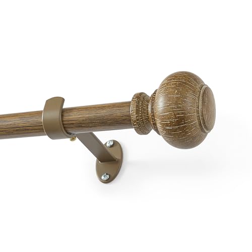Threadmade Rhinebeck Rustic Faux Wood 1" Window Drapery Single Curtain Rod Antique Walnut - 32"W x 142"L by Threadmade - Used condition - US$55.88