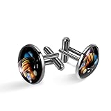 Manschettenknöpfe für Herren Männer,Planeten Jupiter Erde Saturn klassische Manschettenknöpfe schwarz für Anzug, Hemd, Hochzeit, Geschäft, Geburtstag, Schmuck, Geschenk