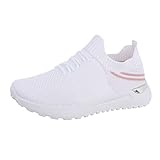Ital Design Damenschuhe Freizeitschuhe Sneakers Low, J2362-1-, Synthetik, Weiß, Gr. 38