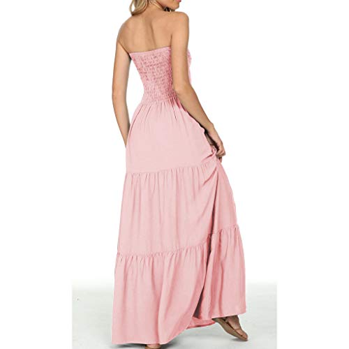 Image of Women's Summer Strapless Tube Top Maxi Dresses Off Shoulder Boho Beach Long Dress