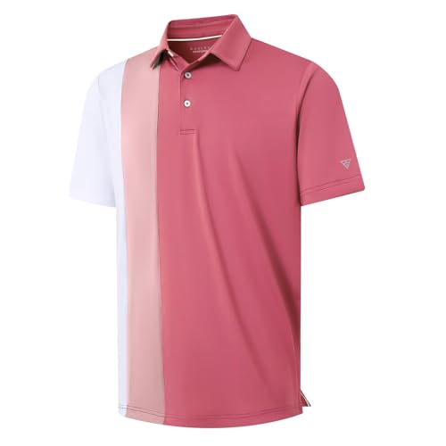 M MAELREG Mens Golf Polo Shirts Short Sleeve Dry Fit Casual Performance Moisture Wicking Color Block Polo Shirts for Men