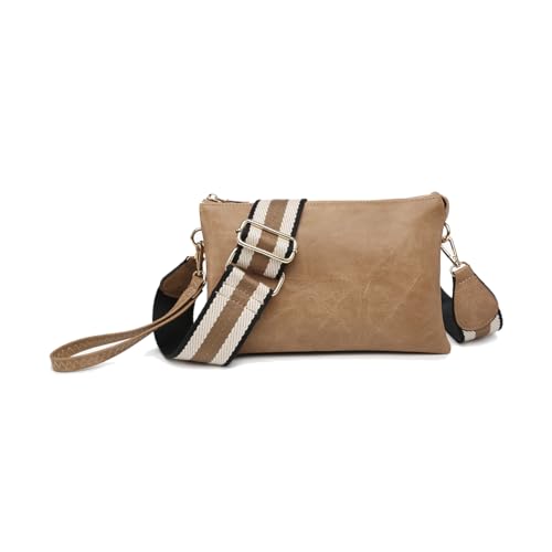 Image of JEN & CO. Izzy Vegan Leather Crossbody Bags Clutch Purses Wristlet Wallet Shoulder Handbag with Guitar Strap for Women