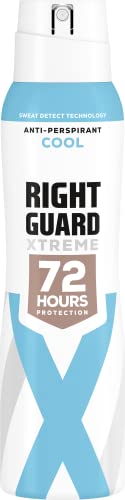 Right Guard Women's Deodorant Xtreme Cool, 72 Hour High Performance Anti-Perspirant Aerosol Spray, No White Residue, Alcohol Free, Dermologically Tested 150ml