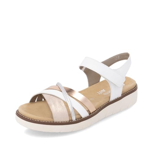 Remonte Damen Riemchensandalen D2058, Frauen Sandalen,lose Einlage,Freizeitschuhe,offene Schuhe,Strandschuhe,Riemen,Riemchen,Weiss Kombi (80),40 EU