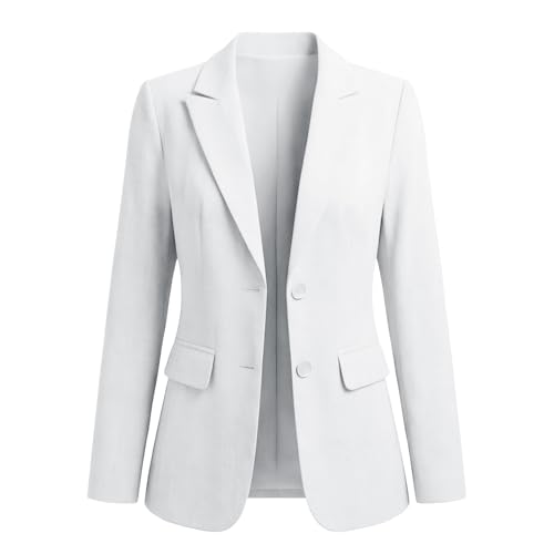 Blazers for Women Business Casual, Summer Lightweight Lapel Collar Blazers Long Sleeve Open Front Work Office Suit Jackets 2026 Trendy Ladies Slim Fit Blazer with Pockets White L — view 5