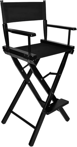Generico Silla de maquillaje plegable de madera de haya, asiento Oxford 600D, capacidad de carga 140 kg, color negro
