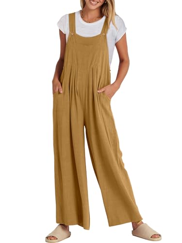 ANRABESS Womens Jumpsuits Overalls Linen Wide Leg Jumpers Casual Summer