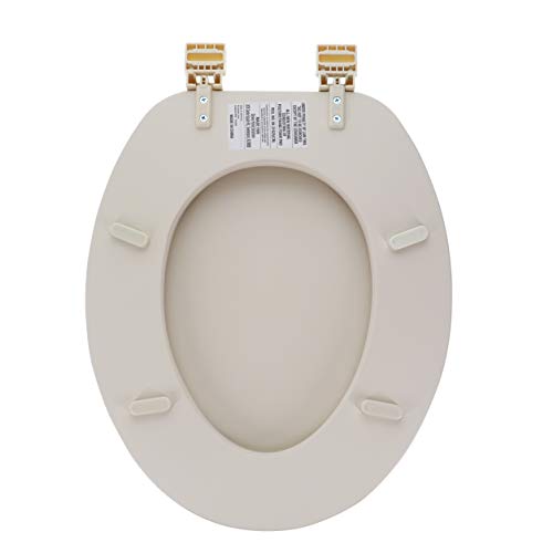Ginsey Elongated Soft Toilet Seat With Plastic Hinges, Champagne #TOP5