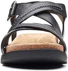 Clarks Women's Brynn Ave Flat Sandal, Black Leather, 9 | Image 2
