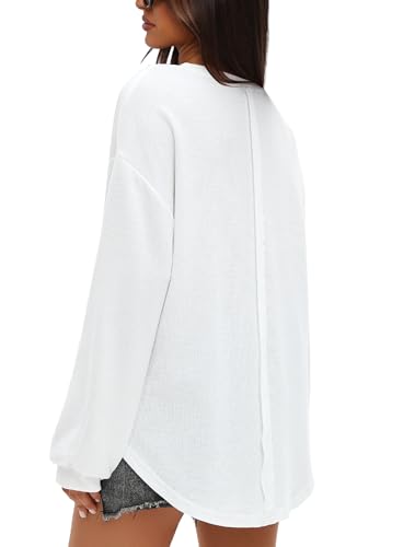 Darong Women Long Sleeve Crew Neck Waffle Knit Tunic Top Shirts Solid Color Loose Casual T Shirts2