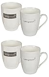 Bada Bing 4er Set Lieblingsmensch Tassen Becher Kaffeetasse grau Creme Trend
