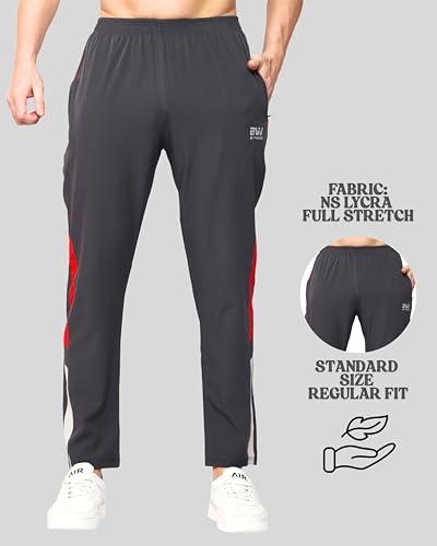 Image of Men's Ns Lycra Spandex Mixx Polyester Sports Trackpants with Both Side Zipper Pockets