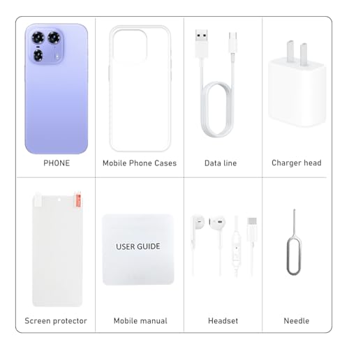 Sefwon A15 Pro Max 2025 Unlocked Android Phone 6.8" FHD+Display 108MP+48MP Dual Camera 6800mAh Battery|Android 13|FaceID&DualSIM 8GB+256GB (Purple)