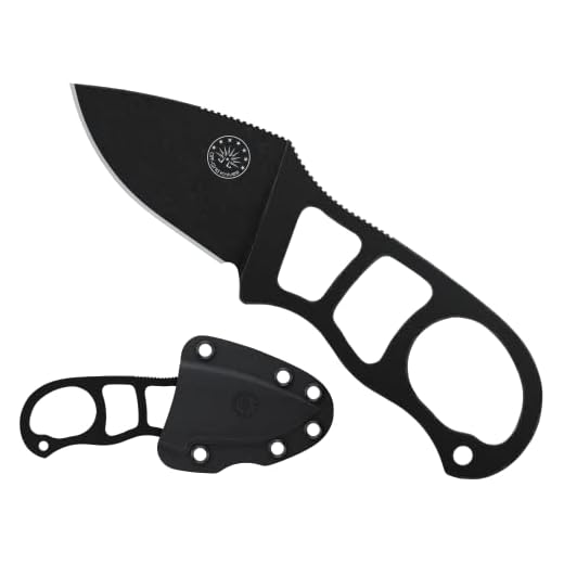 Off-Grid Knives -Neck Knife and Belt Carry Compact EDC Fixed Blade Knife with Cryo D2 Steel, Kydex Sheath, Belt Clip for Scout Carry and Vertical Carry, Lightweight, Tough, Ergonomic, Built for All-Day Hard-Use (Blackout)