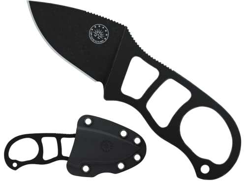 Off-Grid Knives -Neck Knife and Belt Carry Compact EDC Fixed Blade Knife with Cryo D2 Steel, Kydex Sheath, Belt Clip for Scout Carry and Vertical Carry, Lightweight, Tough, Ergonomic, Built for All-Day Hard-Use (Blackout)