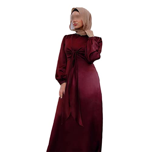 Robe kimono turque islamique Kelsiop en satin pour un style pudique