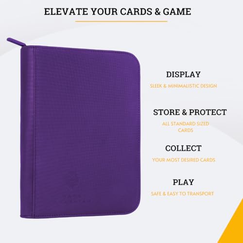Image of Card Guardian - 4 Pockets Premium Binder | Zip | Space for 160 Cards | Compatible with Magic, Yugioh, Sports Cards (Purple)