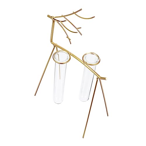 Milisten 1 Pièce Vase Hydroponique Décoratif avec Support Doré Conteneur de Plantes Transparent pour Décoration Intérieure et Maison