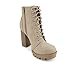 Soda Chalet – Fashion Lace up Military Inspired Ankle Boot with Stacked Heel and Side Zipper (Taupe Nubuck, 7.5)