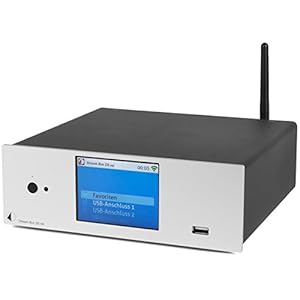 Pro-Ject Audio Systems Stream Box DS net zilver, Hires audio streamer met wifi en ethernet, ondersteunt internetradio (vTuner), Spotify, Tidal, DLNA/UPnP, USB-bronnen