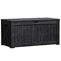 Greesum 120 Gallon Outdoor Storage Box with Lock - Large Resin Deck Box, Reinforced Lid for Garden, Patio, Lawn, Black
