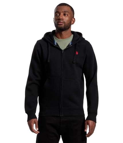Image of U.S. Polo Assn. Men's Long Sleeve Full Zip Hoodie, Black, L