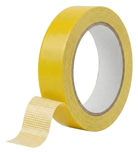 msymsyu 15Mx10mm Doppelseitiges Klebeband für Stoff 1 Rollen Dünnes Doppelseitiges Klebeband Gelb Doppelklebeband Stark haftend und Spurlos Klebebandbeidseitig für Teppich Tuch Foto Sofakissen