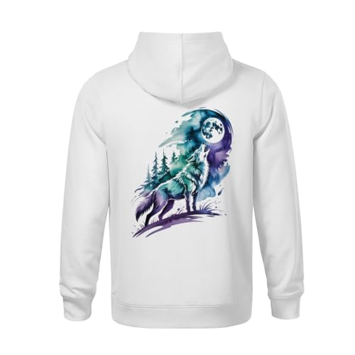 Kids Watercolor Moon Wolf Howling Boys Girls Lightweight Kangaroo Pocket Fleece Hoodies3