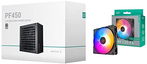 Image of Deepcool PF450, 450 Watt, 80 Plus Standard Power Supply /PSU for Gaming PC -Black - R-PF450D-HA0B & DEEPCOOL RF120 FS 120 mm Case Fans /Cooler 1500 RPM - DP-FLED3-RF120-FS