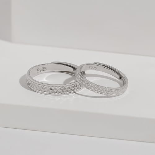 Bagues de couple gravées en argent 925 style vintage