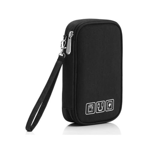 Estojo Bolsa Organizador De Cabos E Acessórios Eletrônicos Compacto (Preto)