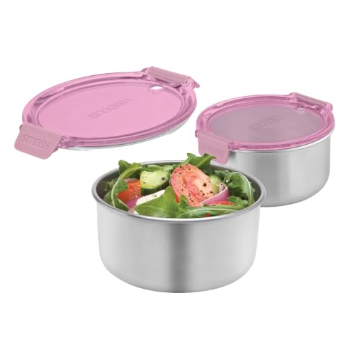 Smash Stainless Steel Snack Pots 300ml/10oz 2 pack (Pink, Large)