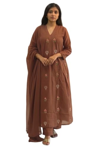 Image of ANNI Designer Women's Rayon Viscose Straight Kurta Set with Pant and Dupatta | Stylish Long Kurti Dress for Festive, Party, and Ethnic Wear