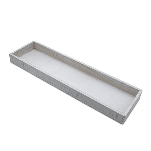 Holz Deko Tablett Shabby weiß rechteckig - 60 x 17 cm - Kerzentablett...