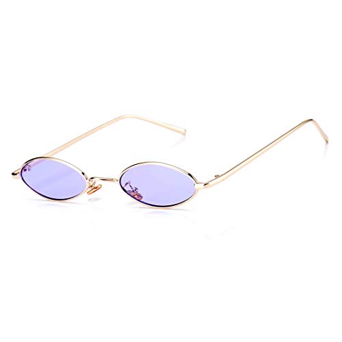 Image of COASION Vintage Small Oval Aesthetic Sunglasses Retro for Women Men Hippie Cool Metal Frame Sun Glasses