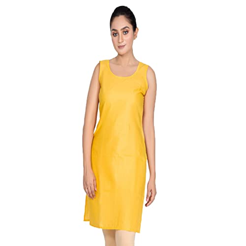Image of Women's Cotton Long Camisole for Kurti /Suit Slip /Long Inner /Samij for Women Sameej /Knee Length Inner Wear /Sameez /Kurti Slip /Round Neck /Invisible