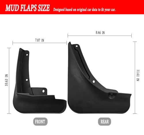 Image of Mud Flaps Mud Guards Fit for 2017-2023 Cadillac XT4, Front & Rear Mud Splash Guards Accessories - 4 Pc, Black