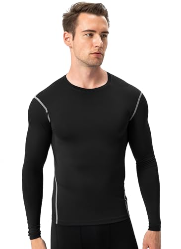 3 Pack Cool Dry Compression Shirts for Men Long Sleeve Baselayer Tops Running Workout T Shirt2
