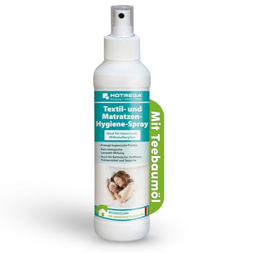 HOTREGA Textil- und Matratzen-Hygiene-Spray 250 ml | Matratzen Hygiene Spray für Hausstauballergiker | Entfernt Hausstaub-Milbenallergene