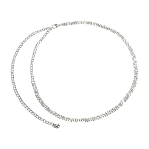 Chain Belts for Women, Adjustable Silver Metal Chain Belt,Fashion Metal Waist Chain Chunky Belts for Dresses Jeans