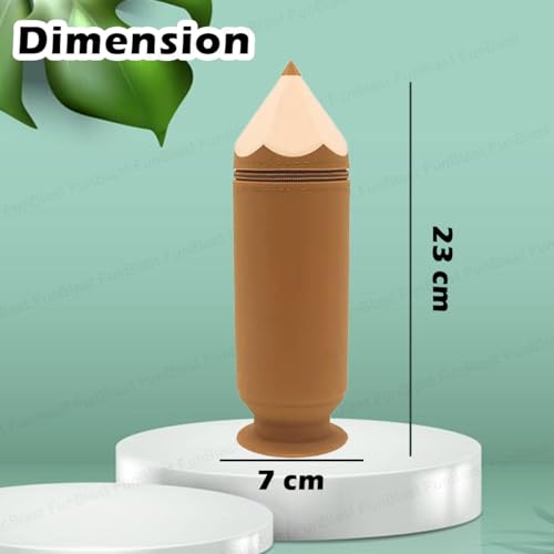 Image of FunBlast Pencil Case - Brown, Multipurpose Zipper Silicone Pouch, School Supplies Organizer, 23 X 7 X 7 CM