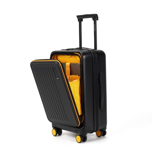 MOKOBARA Transit Cabin Pro 15.6 Inch Laptop Trolley Bag 56cm 40L Black | Lightweight Polycarbonate Hardshell Front Tech Compartment TSA Lock Premium Z