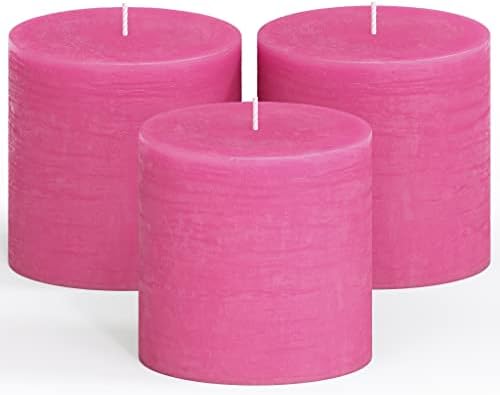 CANDWAX 3x4 Pillar Candles Set of 3 - Decorative Candles Unscented and No Drip Candles - Ideal as Wedding Candles or Large Candles for Home Interior - Ivory Candles