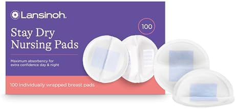 Lansinoh Stay Dry Disposable Nursing Pads, Soft and Super Absorbent Breast Pads, Breastfeeding Essentials for Moms, 100 Count