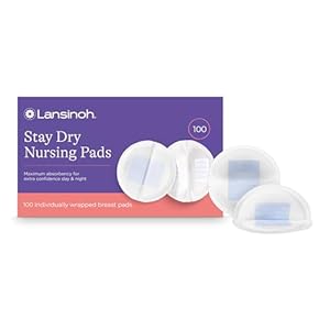 Lansinoh Stay Dry Almohadillas desechables para lactancia, almohadillas suaves y súper absorbentes para el pecho, elementos esenciales para la lactancia para mamás, 100 unidades