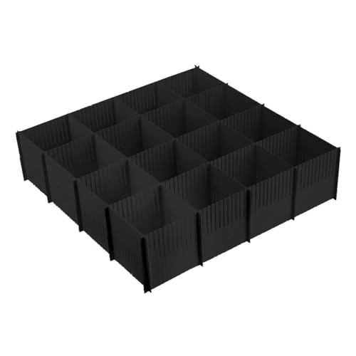10 divisori per cassetti, 38 x 11 cm, separatori per cassetti, in plastica, per biancheria intima, calze, cosmetici, camera da letto, ufficio (nero)