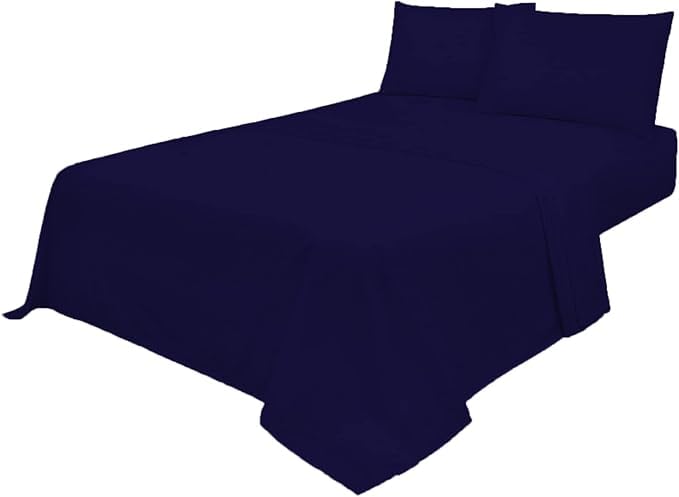 VL Easy Care 4-Piece Bed Sheet Set, Fitted Sheet, Flat Sheet, 2 Pillowcases, Poly Cotton Percale (Navy, King) โ image 1